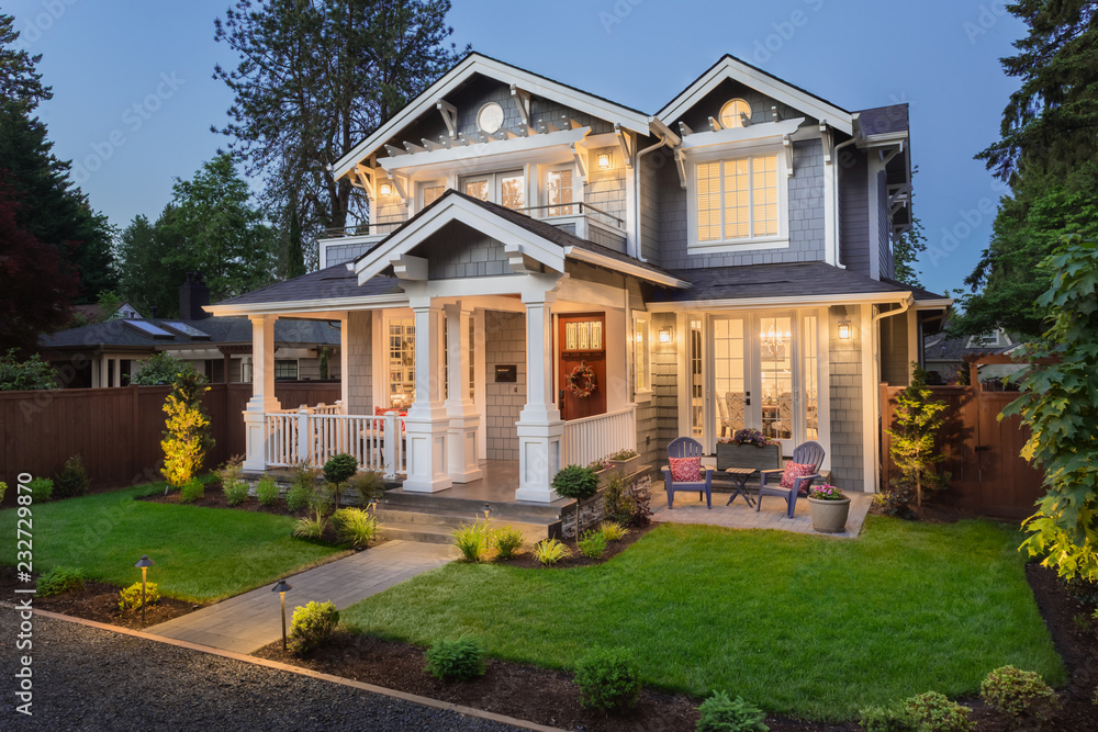 Beautiful Home Exterior at Night